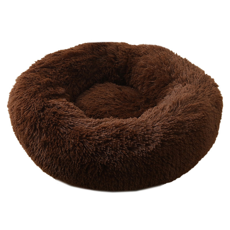 Dark Coffee 50cm Cozy Round Pet Bed - Plush Cat & Dog Bed with Non-Slip Base, Machine Washable-Pet Care > Dog Supplies > Dog Beds-PEROZ Accessories