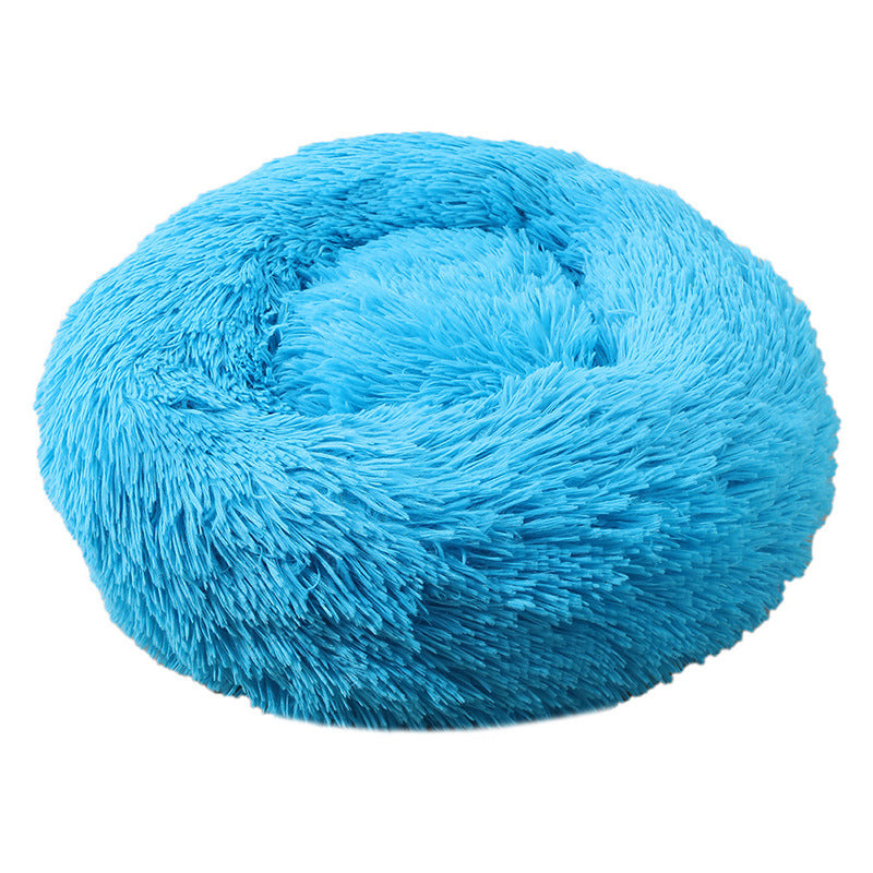 Blue 50cm Cozy Round Pet Bed - Plush Cat & Dog Bed with Non-Slip Base, Machine Washable-Pet Care > Dog Supplies > Dog Beds-PEROZ Accessories