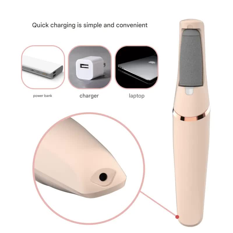 Rechargeable Electric Foot File - Waterproof Callus Remover with Interchangeable Heads(pink)-Foot Care-PEROZ Accessories