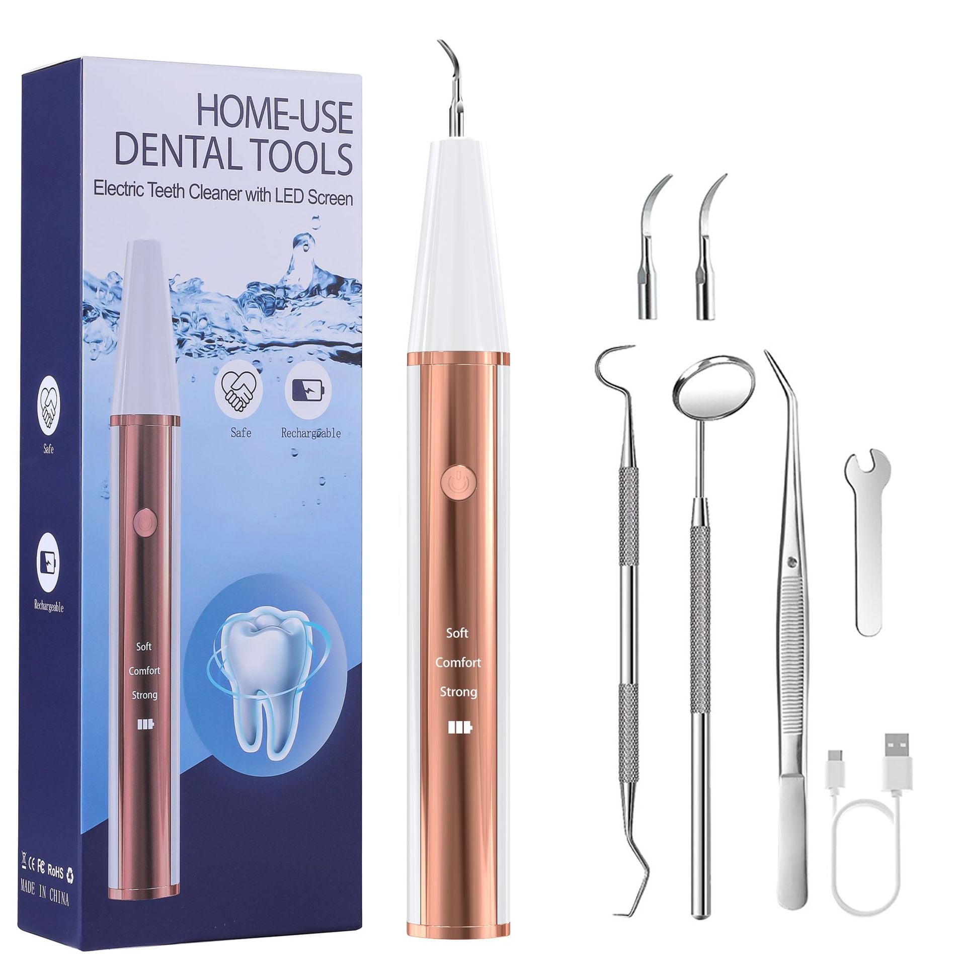 Ultrasonic Dental Scaler Kit - Home Use Teeth Cleaner & Tartar Remover-Oral Care-PEROZ Accessories