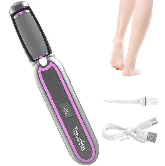 Gray purple Rechargeable Electric Callus Remover - 3 Speeds, LCD, for Smooth Feet-Foot Care-PEROZ Accessories