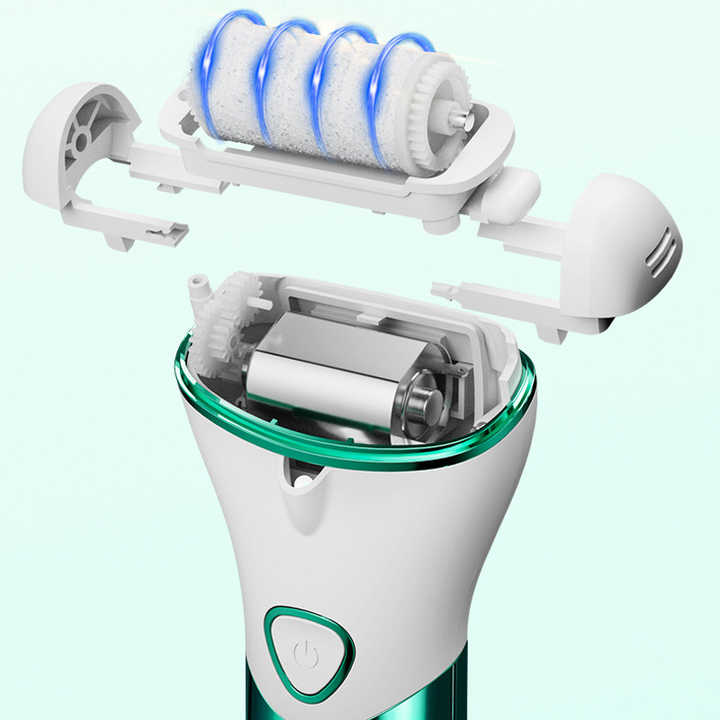 Gold And White Rechargeable Electric Foot File Callus Remover Kit - 10pc Pedicure Set with LED Display for Smooth Feet-Foot Care-PEROZ Accessories