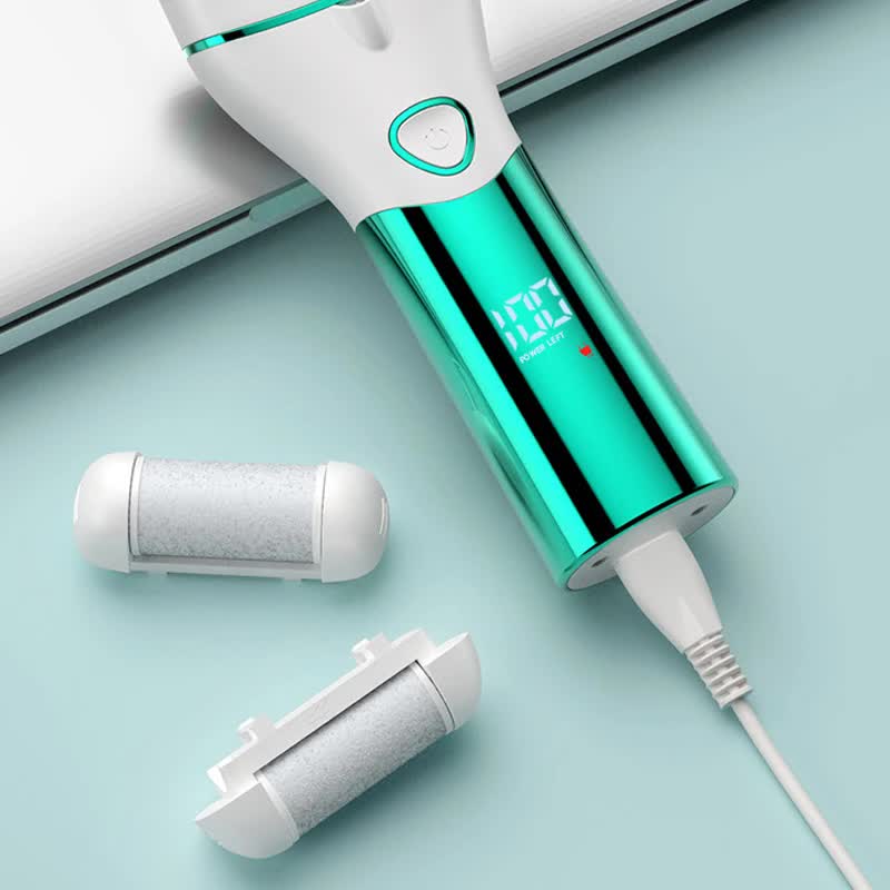 Gold And White Rechargeable Electric Foot File Callus Remover Kit - 10pc Pedicure Set with LED Display for Smooth Feet-Foot Care-PEROZ Accessories