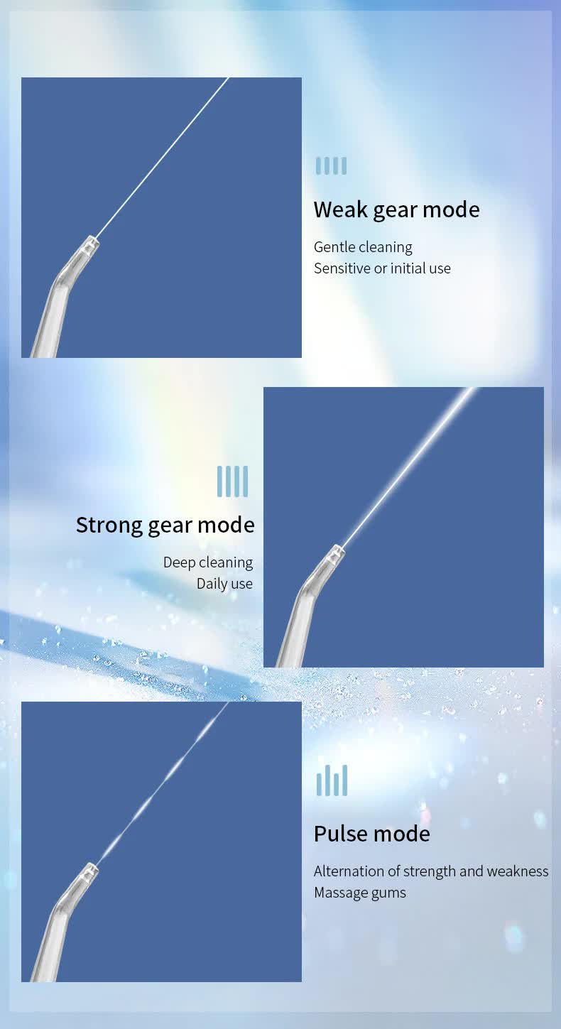 Pink And Blue Smart Telescopic Portable Water Flosser - USB Rechargeable Oral Irrigator, IPX7 Waterproof, 3 Modes & 4 Nozzles-Oral Care-PEROZ Accessories