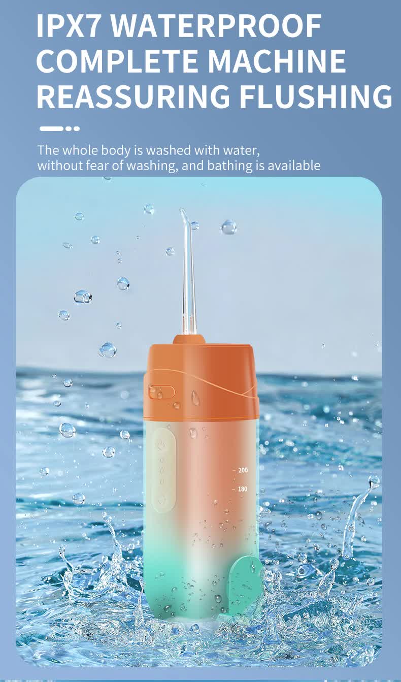 Pink And Blue Smart Telescopic Portable Water Flosser - USB Rechargeable Oral Irrigator, IPX7 Waterproof, 3 Modes & 4 Nozzles-Oral Care-PEROZ Accessories