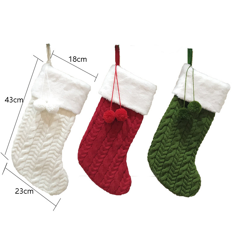 Green Large Cable Knit Christmas Stocking - Classic 43cm Holiday Decor for Fireplace Hanging-Occasions > Christmas > Christmas Decorations-PEROZ Accessories
