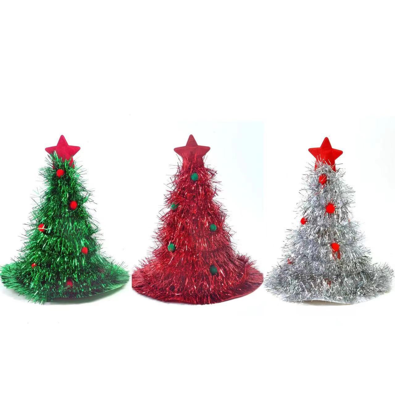 Green Sparkly Tinsel Christmas Tree Hat - Festive Holiday Party Headwear for Adults & Kids-Occasions > Christmas > Christmas Clothing-PEROZ Accessories
