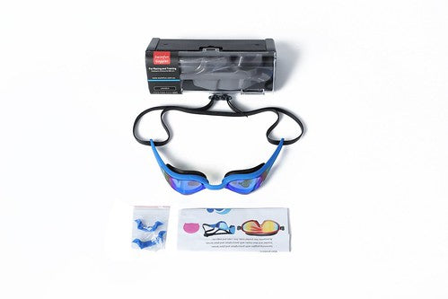 Adult blue mirrored lens swimming goggles-Health & Beauty > Health & Wellbeing > Wellness Accessories-PEROZ Accessories