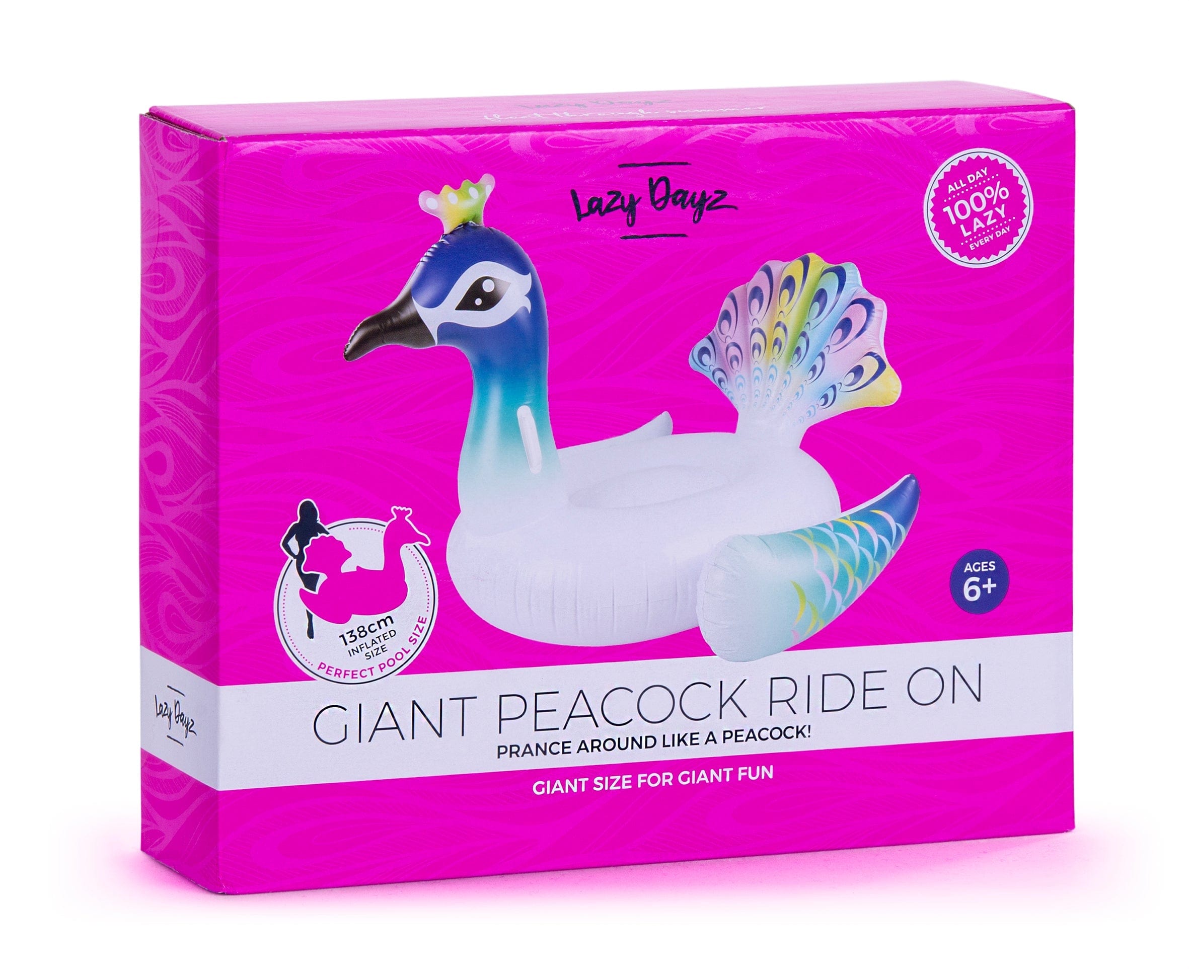 Lazy Dayz Inflatable Peacock Ride-on Float 135cm-Home & Garden > Pool & Accessories > Pool Toys & Inflatables-PEROZ Accessories
