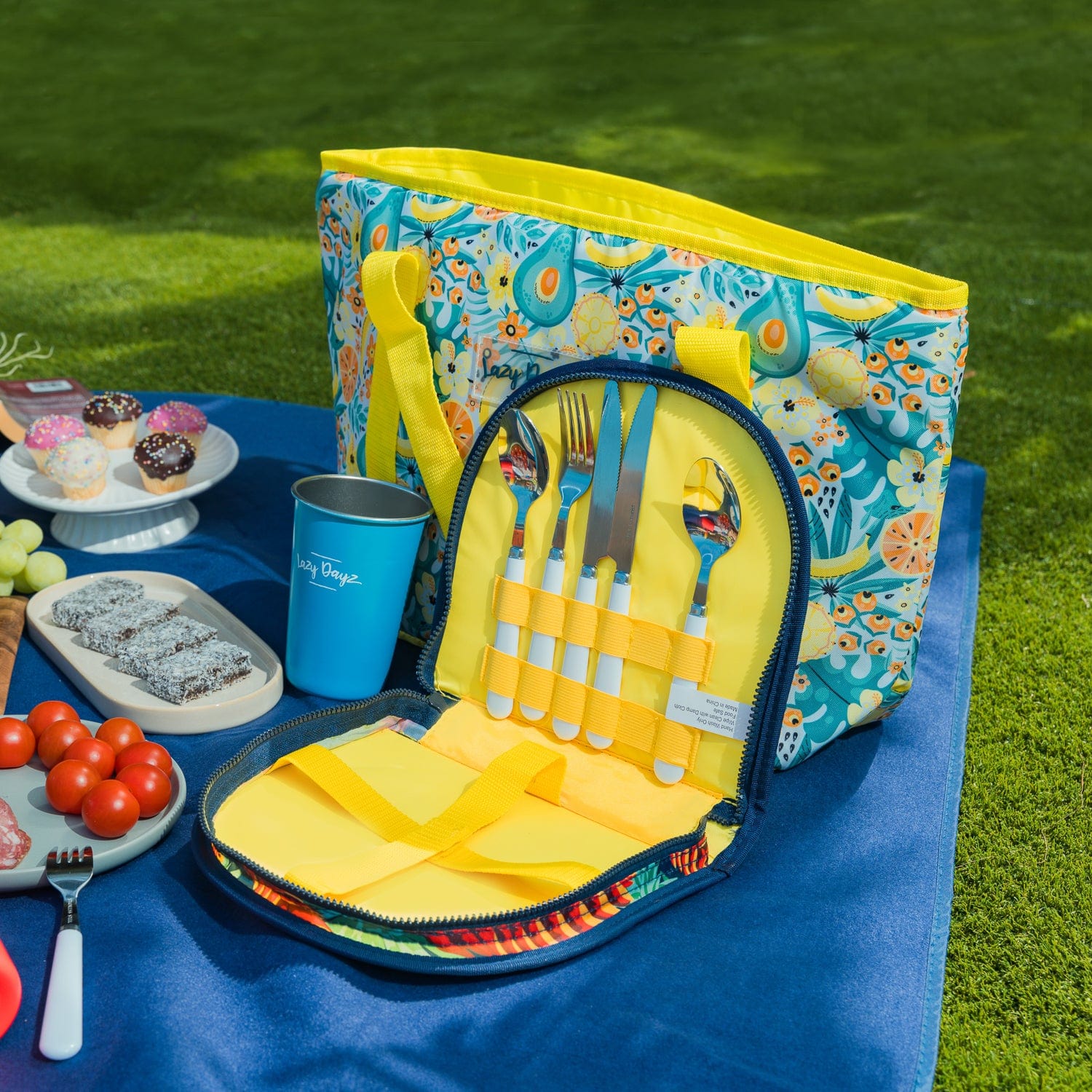 Lazy Dayz Picnic Cutlery Wallet Set - Mossman-Home & Garden > Kitchenware > Cutlery-PEROZ Accessories