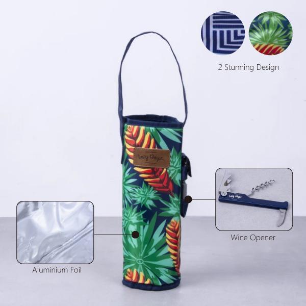 Lazy Dayz Insulated Wine Bottle Tote - Makena-Furniture > Dining > Wine Racks-PEROZ Accessories