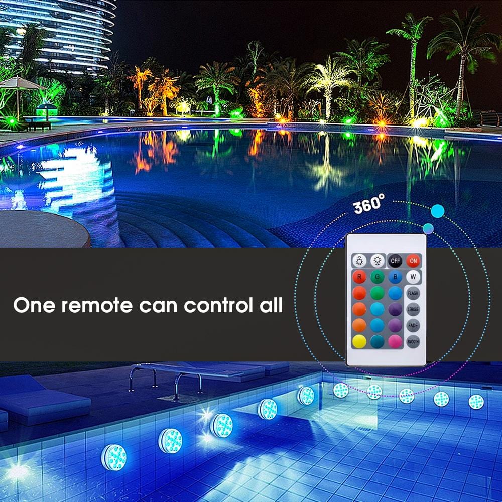 Lazy Dayz 13 Colors LED Remote Pool Light 2 Pack-Home & Garden > Lighting > Night Lights & Ambient Lighting-PEROZ Accessories