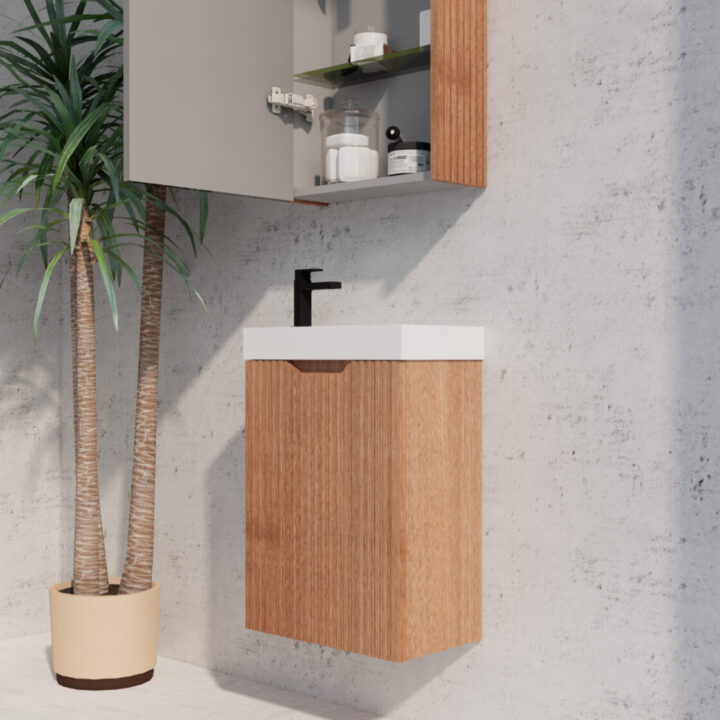 450*250*553mm Vienna Solid Timber Wall Hung Mini Vanity For Small Bathroom-Furniture > Bathroom > Vanity Units-PEROZ Accessories
