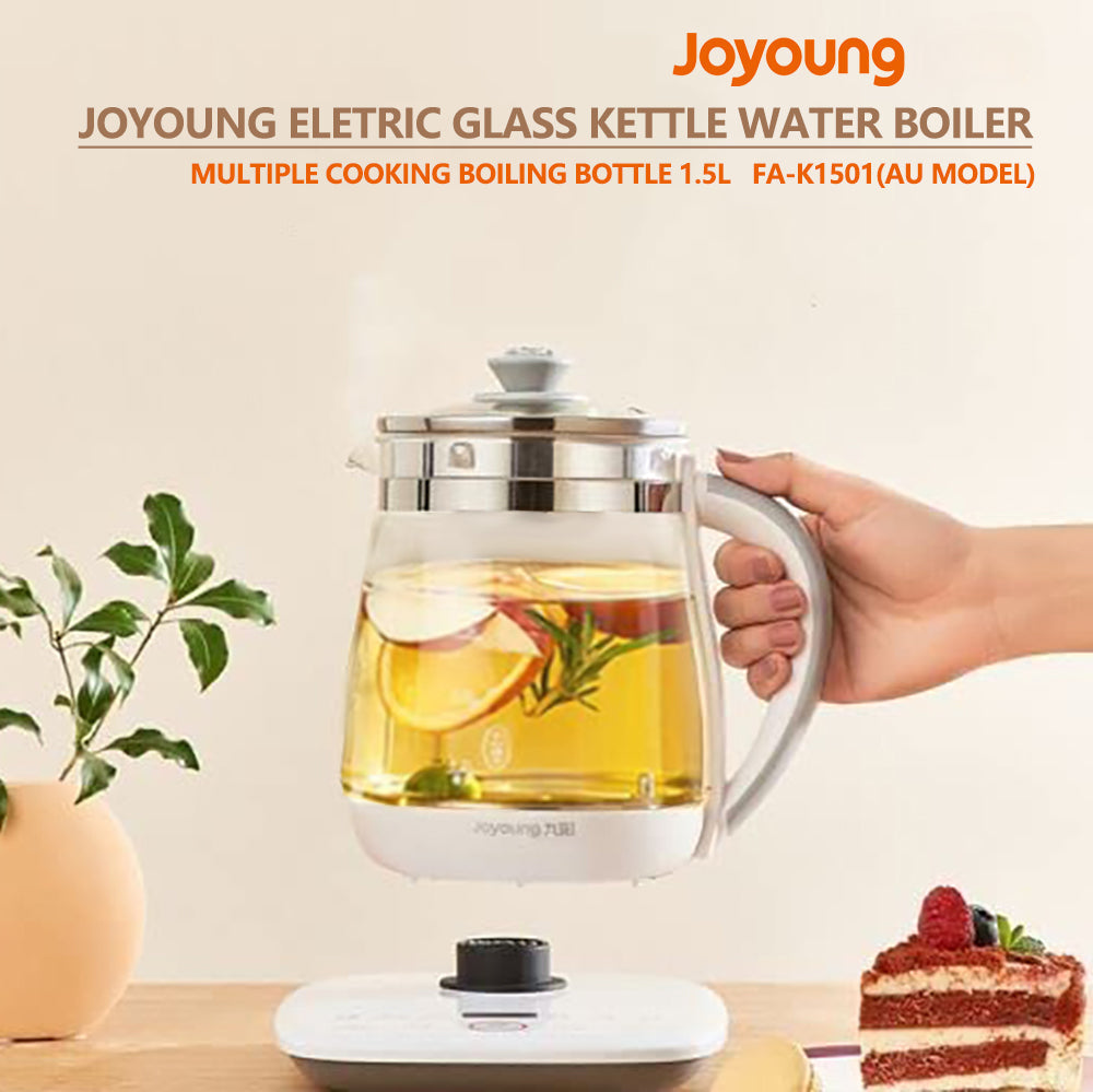 Joyoung Eletric Glass Kettle Water Boiler Multiple Cooking Boiling Bottle 1.5L FA-K1501 AU Model-Appliances > Kitchen Appliances > Kettles-PEROZ Accessories