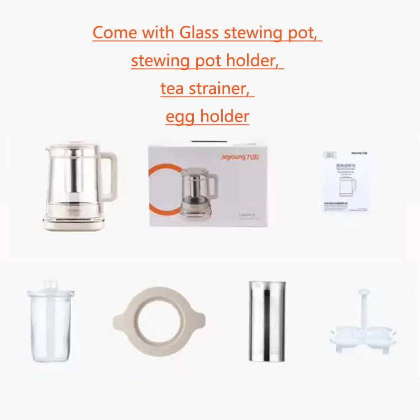 Joyoung Eletric Glass Kettle Set with stewing pot Tea Basket egg holder 1.5L-Appliances > Kitchen Appliances > Kettles-PEROZ Accessories