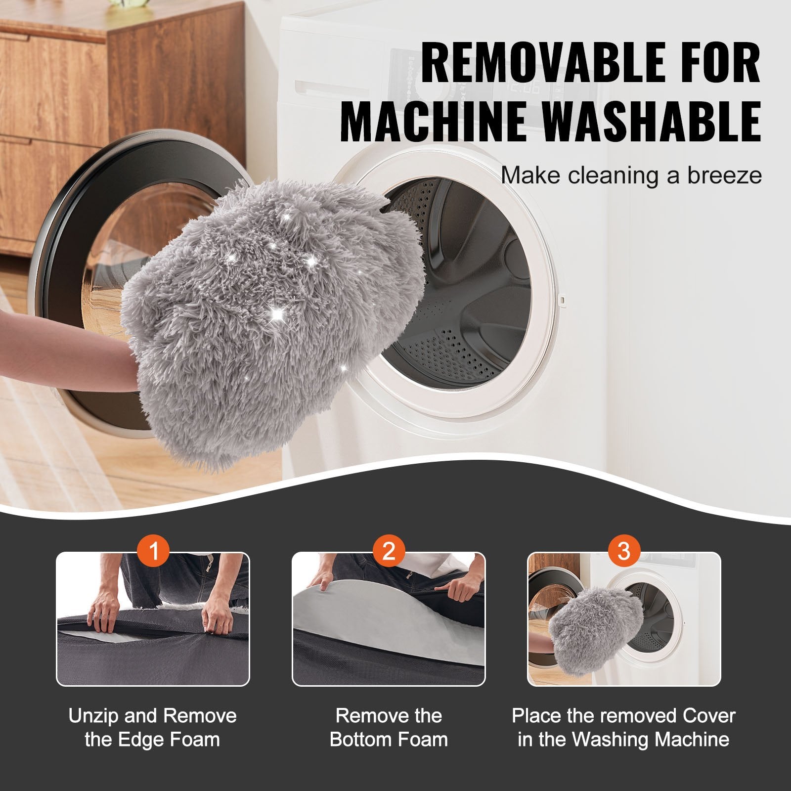 VEVOR Human Dog Bed 1820x1220x250 mm Human Size Dog Bean Bed Washable PV Velvet-Pet Care > Dog Supplies > Dog Beds-PEROZ Accessories