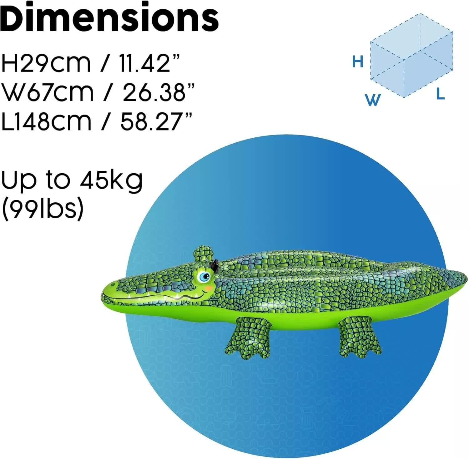 Bestway 1.52m x 71cm Buddy Crocodile Ride-On-Home & Garden > Pool & Accessories > Pool Toys & Inflatables-PEROZ Accessories
