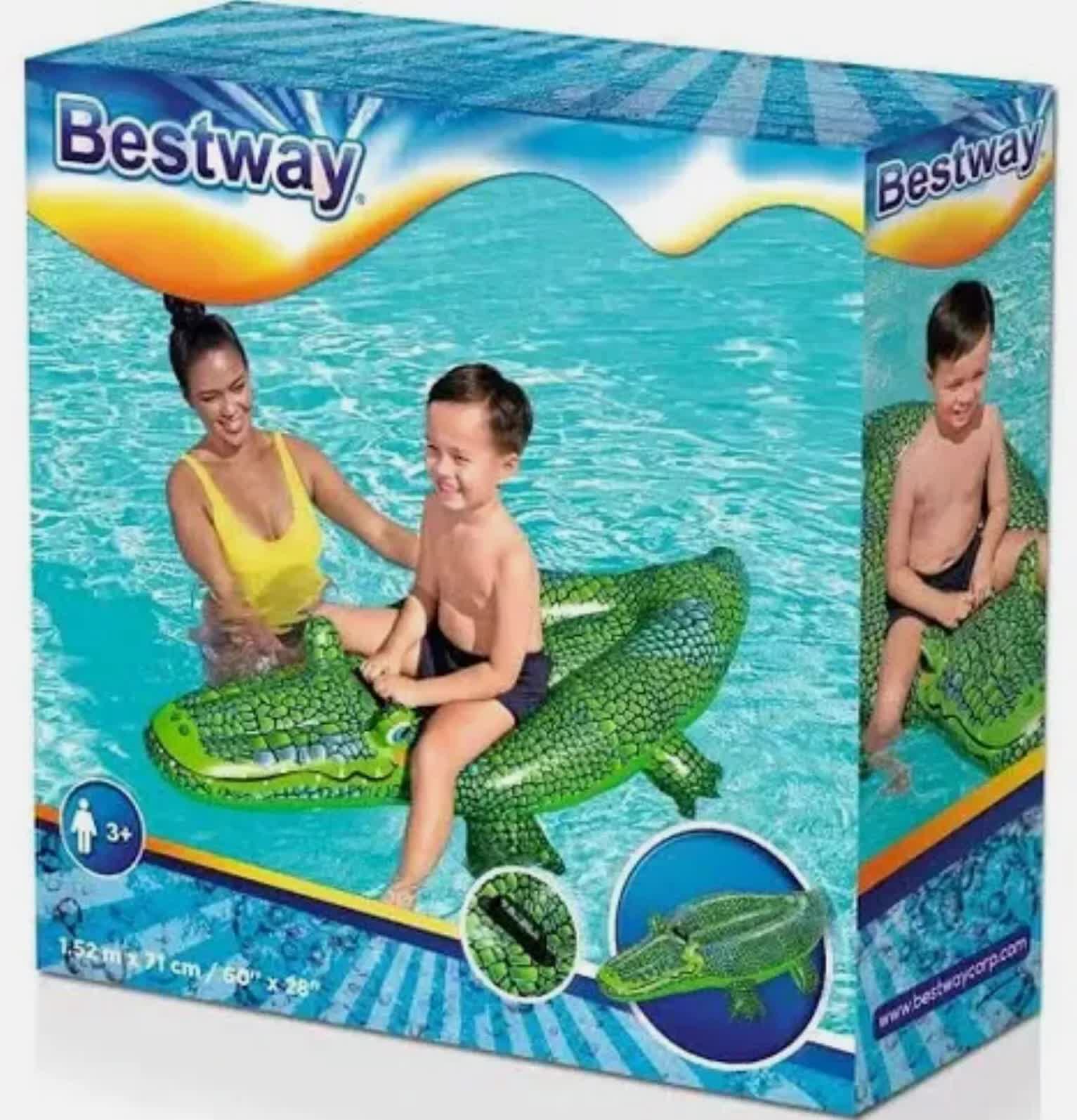Bestway 1.52m x 71cm Buddy Crocodile Ride-On-Home & Garden > Pool & Accessories > Pool Toys & Inflatables-PEROZ Accessories