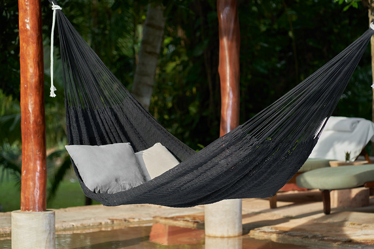 Outdoor undercover cotton Mayan Legacy hammock King size Black-Hammock-PEROZ Accessories
