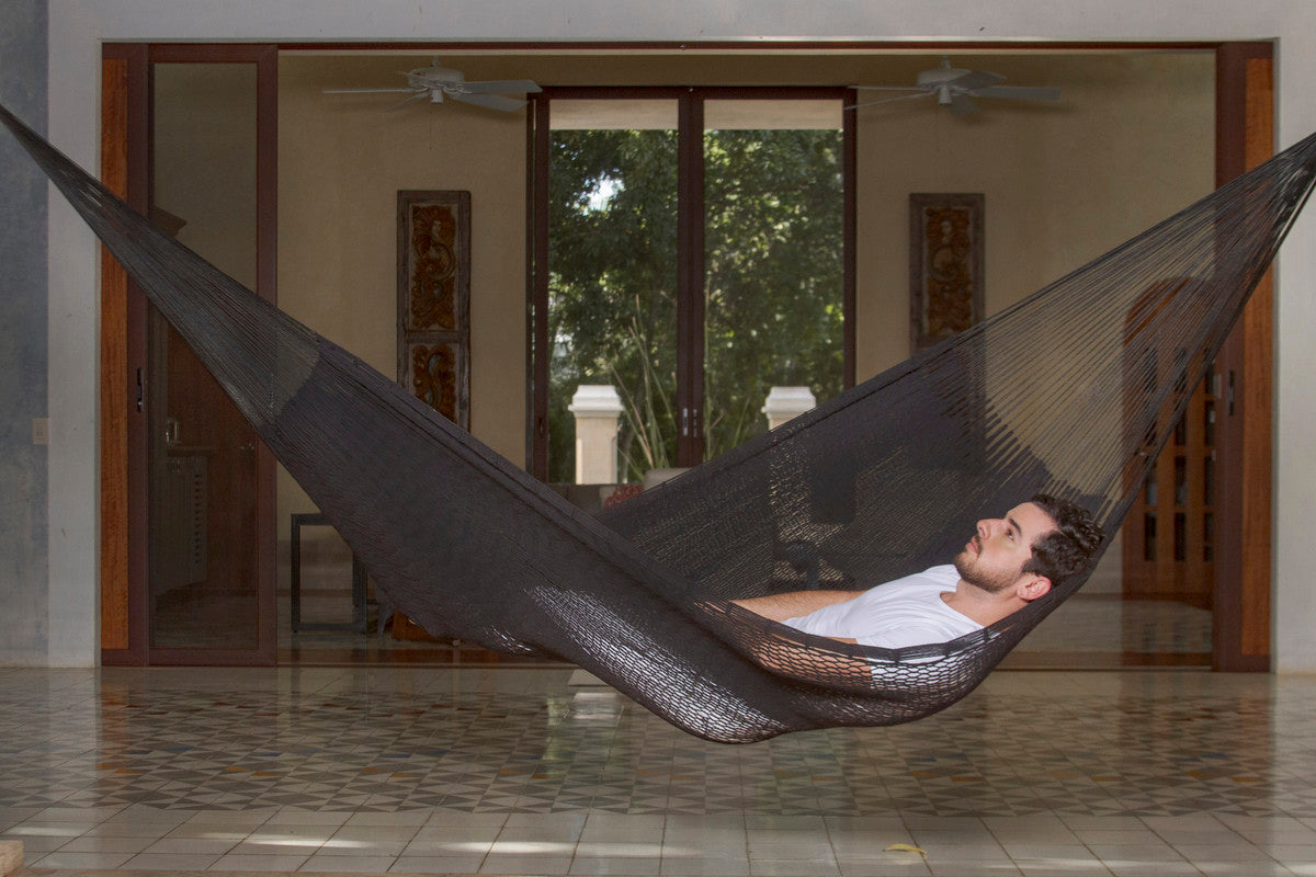 Outdoor undercover cotton Mayan Legacy hammock King size Black-Hammock-PEROZ Accessories