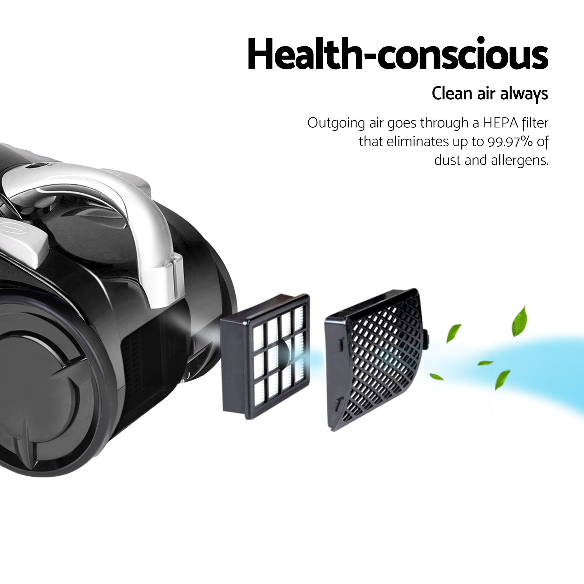 Devanti 2200W Bagless Vacuum Cleaner Black-Vacuum Cleaners-PEROZ Accessories