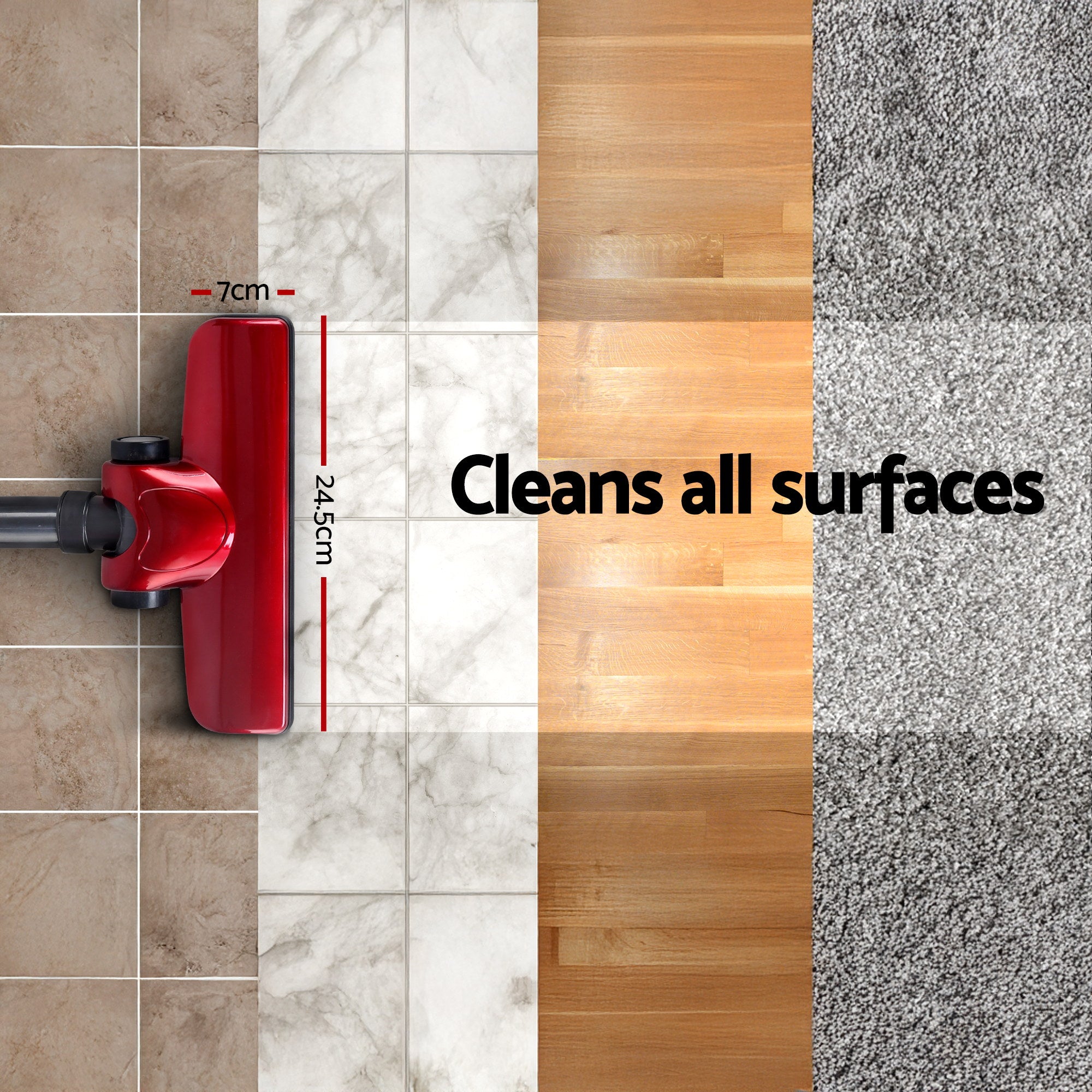 Devanti Stick Vacuum Cleaner Handheld Corded 450W Red-Vacuum Cleaners-PEROZ Accessories