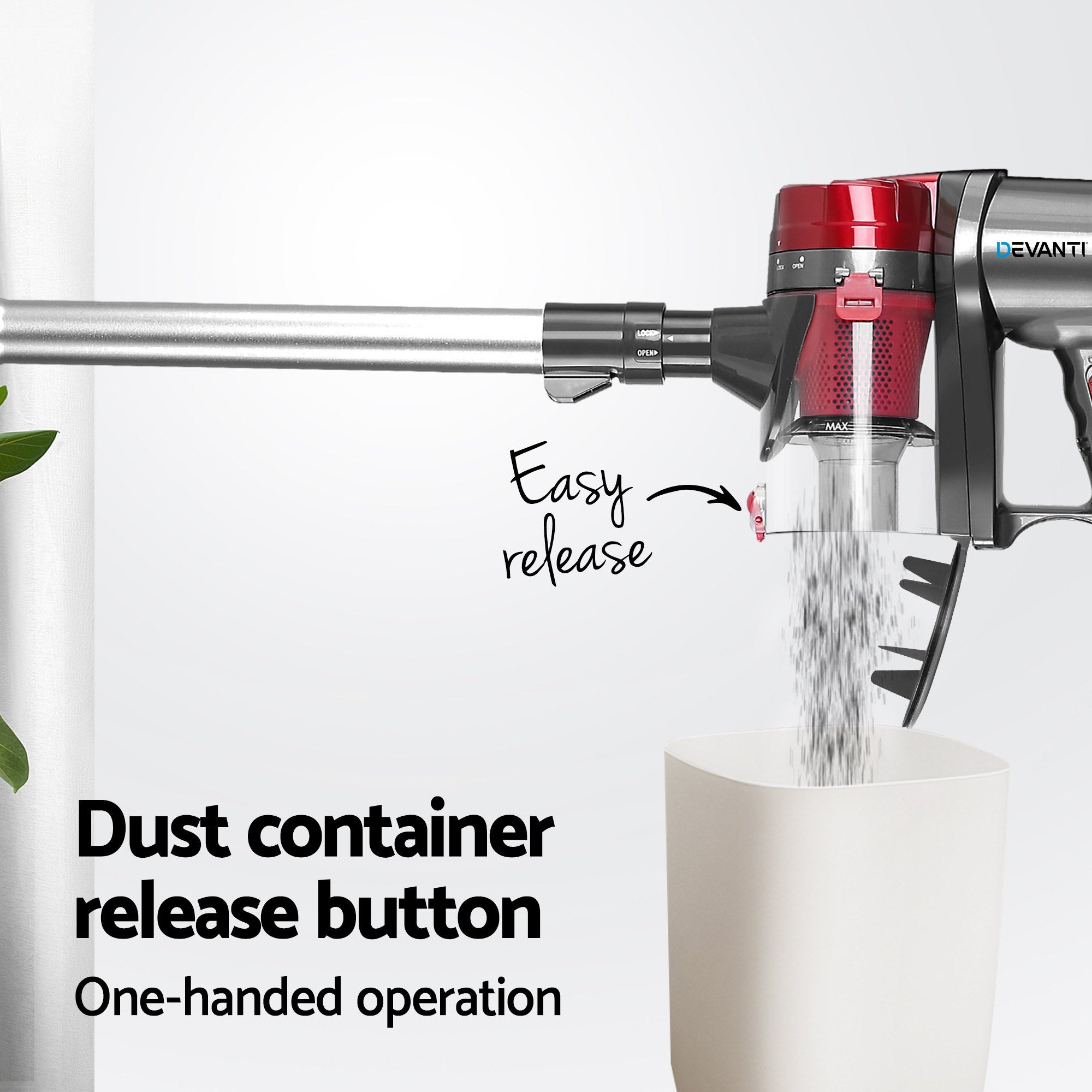 Devanti Stick Vacuum Cleaner Handheld Corded 450W Red-Vacuum Cleaners-PEROZ Accessories