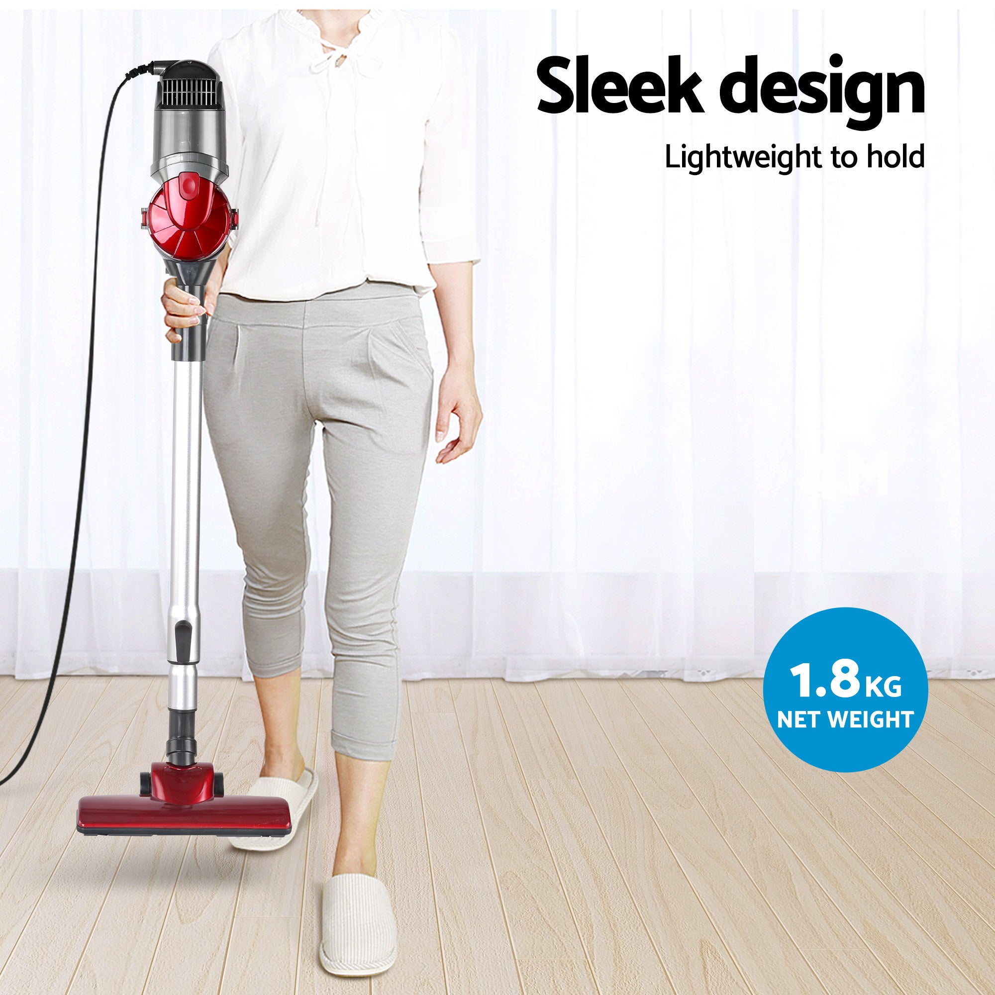Devanti Stick Vacuum Cleaner Handheld Corded 450W Red-Vacuum Cleaners-PEROZ Accessories
