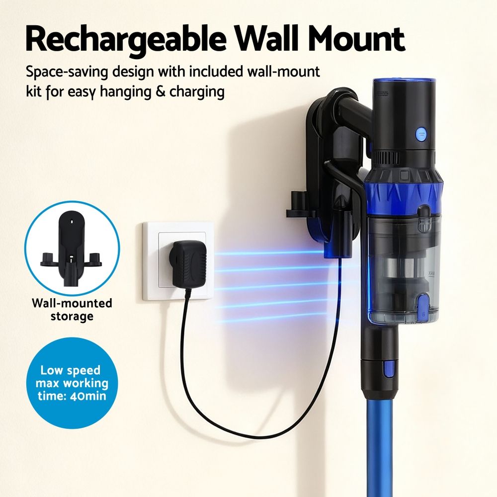 Devanti Stick Vacuum Cleaner Brushless Cordless 350W Blue-Appliances > Vacuum Cleaners > Vacuum Cleaner Accessories-PEROZ Accessories