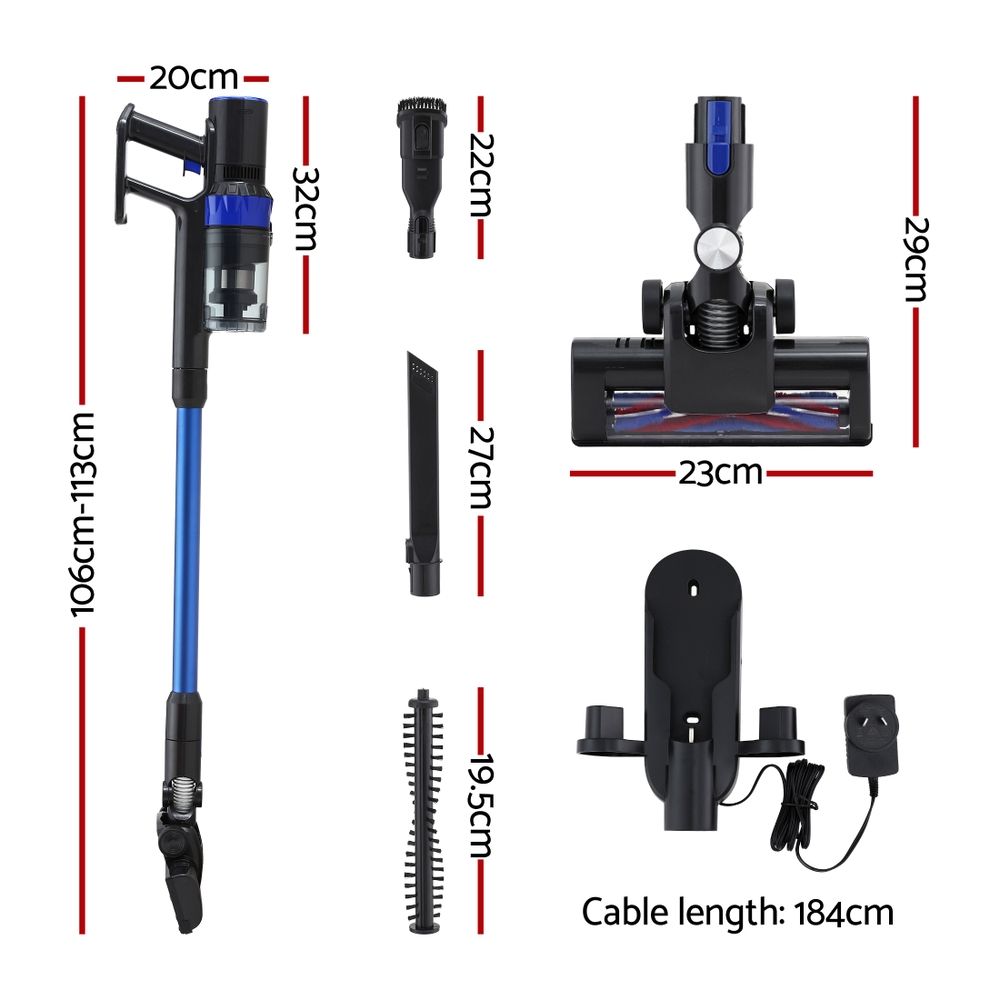 Devanti Stick Vacuum Cleaner Brushless Cordless 350W Blue-Appliances > Vacuum Cleaners > Vacuum Cleaner Accessories-PEROZ Accessories