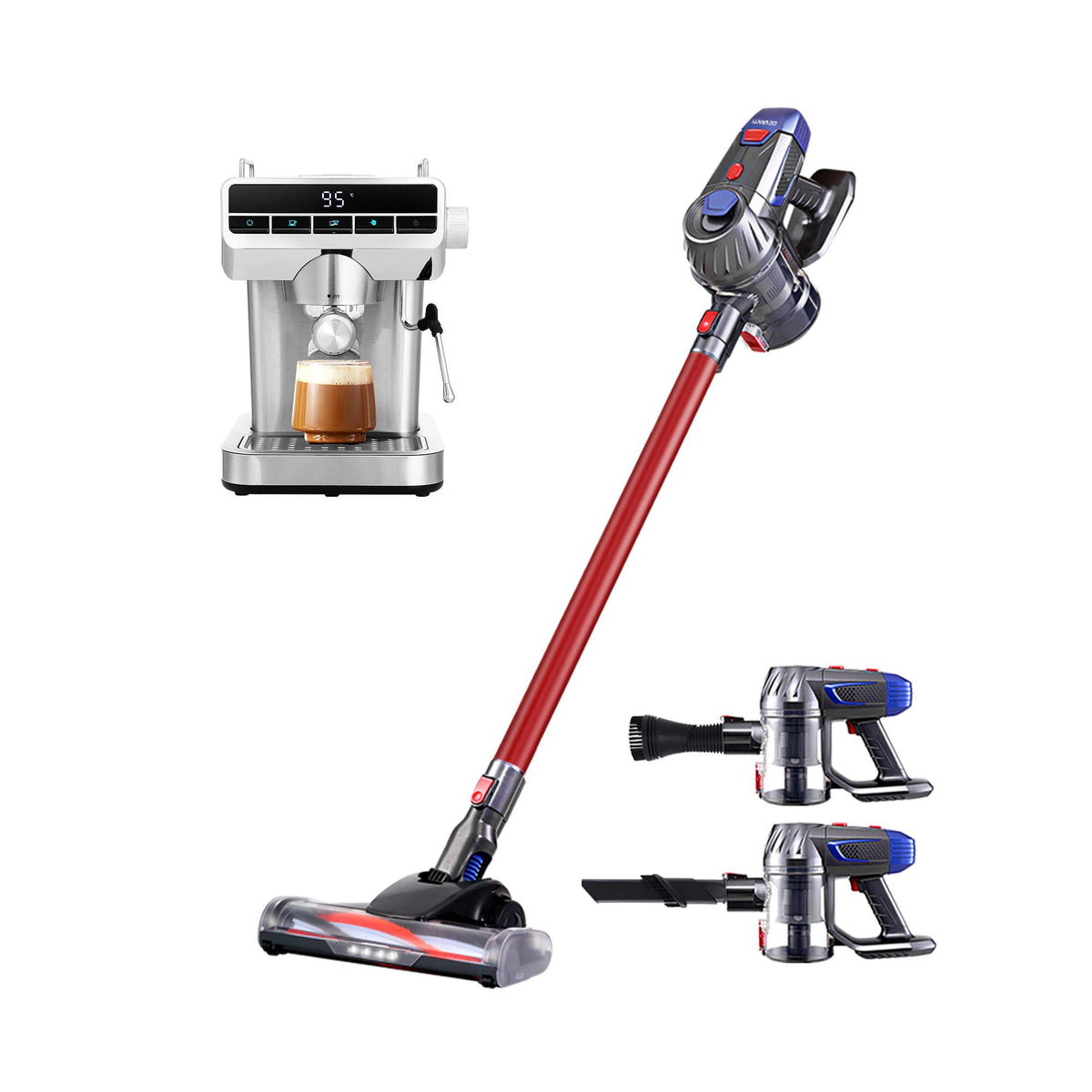 Devanti K7 Cordless Stick Vacuum Cleaner plus Coffee Maker Machine Espresso-Appliances > Vacuum Cleaners > Stick Vacuums-PEROZ Accessories