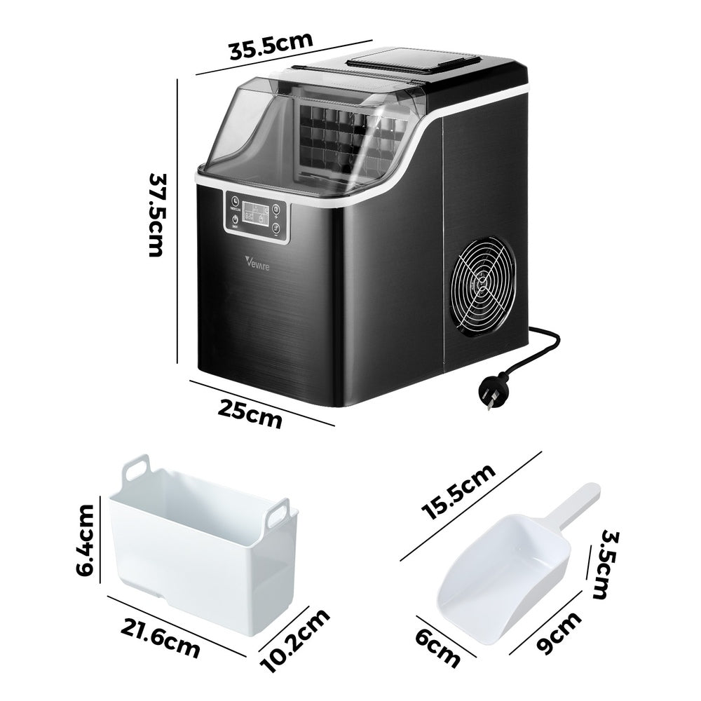 Vevare 3.2L Portable Ice Maker with Ice Cube Scoop Stainless-Ice Maker-PEROZ Accessories