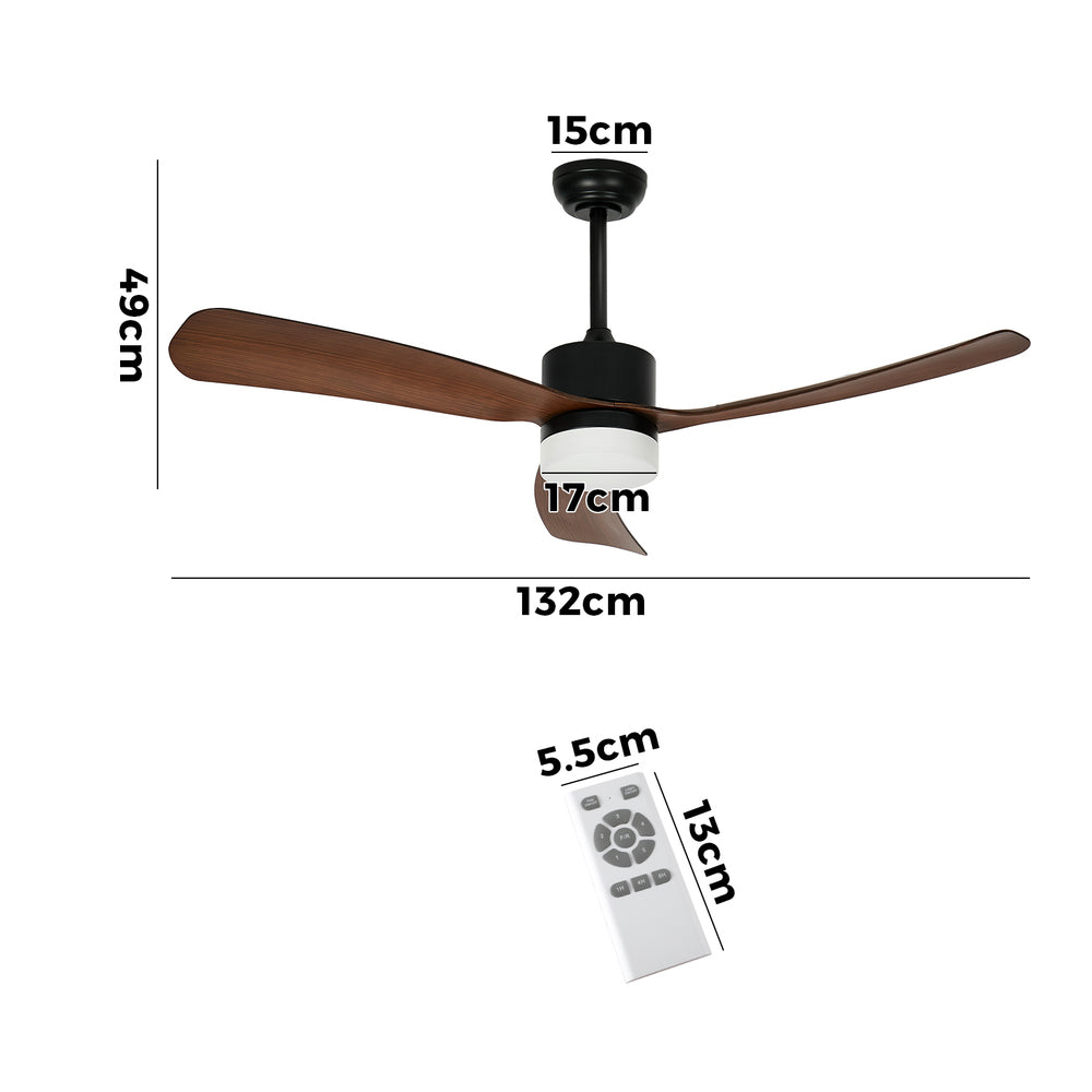 Vevare 52" Ceiling Fan LED Light 5 Speed Fans Remote Control Walnut-Ceiling Fan-PEROZ Accessories