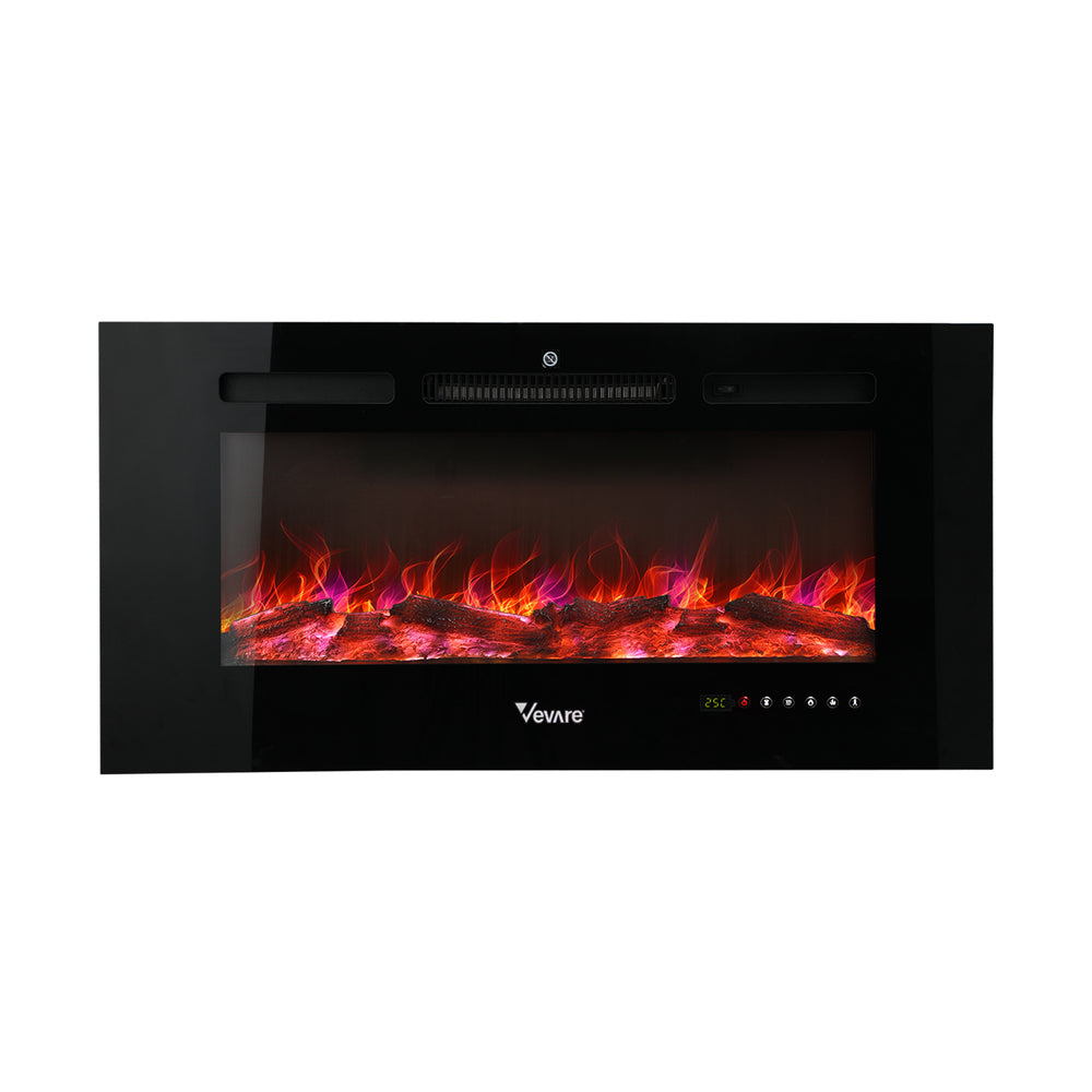 Vevare Electric Fireplace Heater Wall Mounted 3D Flame Effect 2000W-Electric Fireplace Heaters-PEROZ Accessories