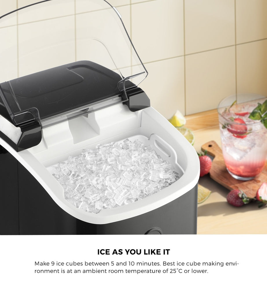 Vevare Nugget Portable Ice Maker with Ice Cube Scoop 15kg Black-Ice Maker-PEROZ Accessories