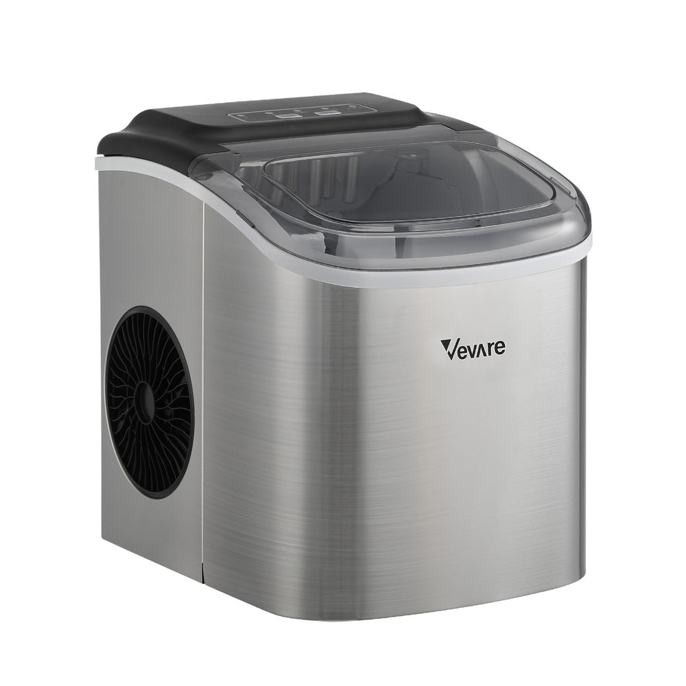 Vevare Portable Ice Maker with Ice Cube Scoop 12kg Stainless-Ice Maker-PEROZ Accessories