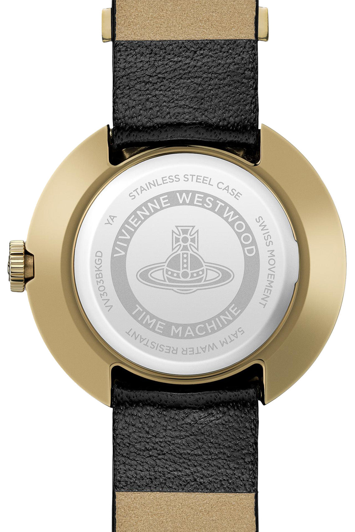 Vivienne Westwood Rebel Sex Gold Dial Black Leather Watch-PEROZ Accessories