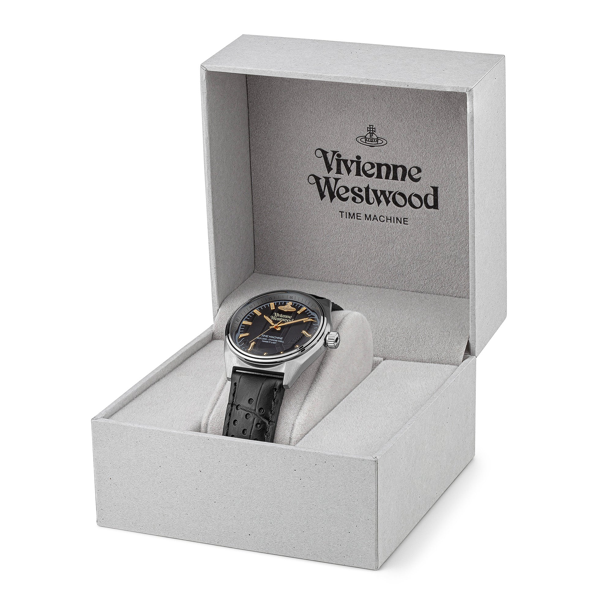 Vivienne Westwood Sydenham Watch Black Leather Strap-PEROZ Accessories