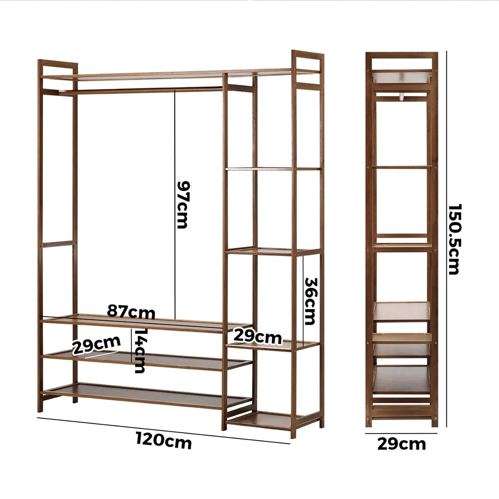 Oikiture Wardrobe Organiset with 8 Display Shelves Open Clothes Rack-Wardrobe-PEROZ Accessories