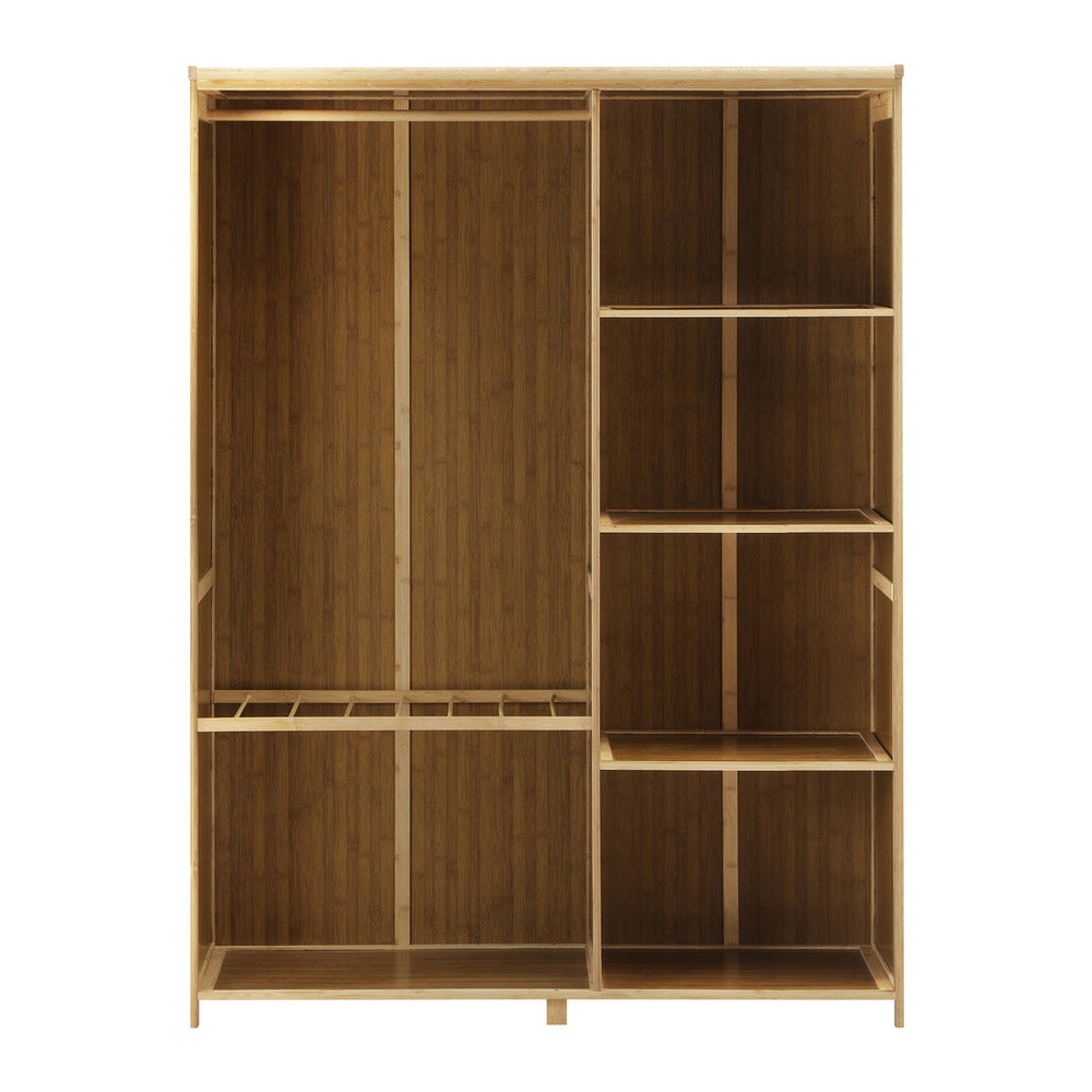 Oikiture Open Wardrobe Clothes Rack 5 Shelves with Hanging Rail-Wardrobe-PEROZ Accessories