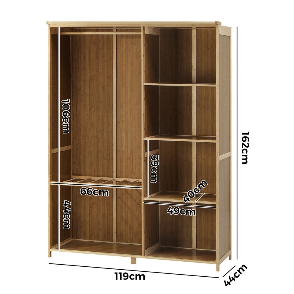 Oikiture Open Wardrobe Clothes Rack 5 Shelves with Hanging Rail-Wardrobe-PEROZ Accessories