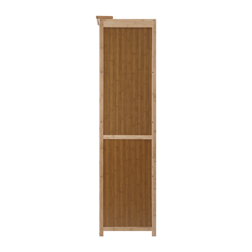 Oikiture Open Wardrobe Clothes Rack 5 Shelves with Hanging Rail-Wardrobe-PEROZ Accessories