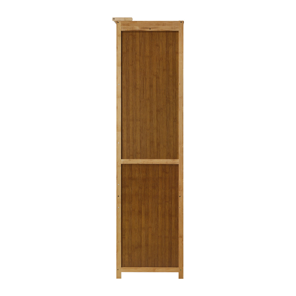 Oikiture Open Wardrobe Clothes Storage Hanging Rail Bamboo-Wardrobe-PEROZ Accessories