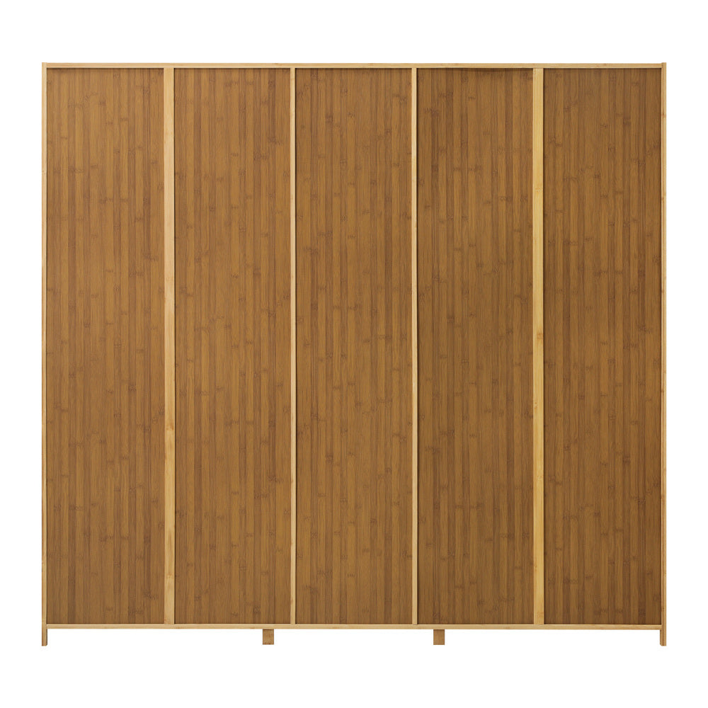Oikiture Open Wardrobe Clothes Storage Hanging Rail Bamboo-Wardrobe-PEROZ Accessories
