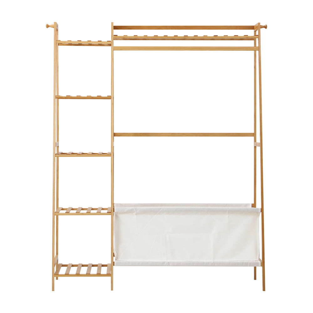 Oikiture Open Wardrobe Organiset with Hanging Rail and Laundry Bag Wardrobe Clothes Rack-Wardrobe-PEROZ Accessories
