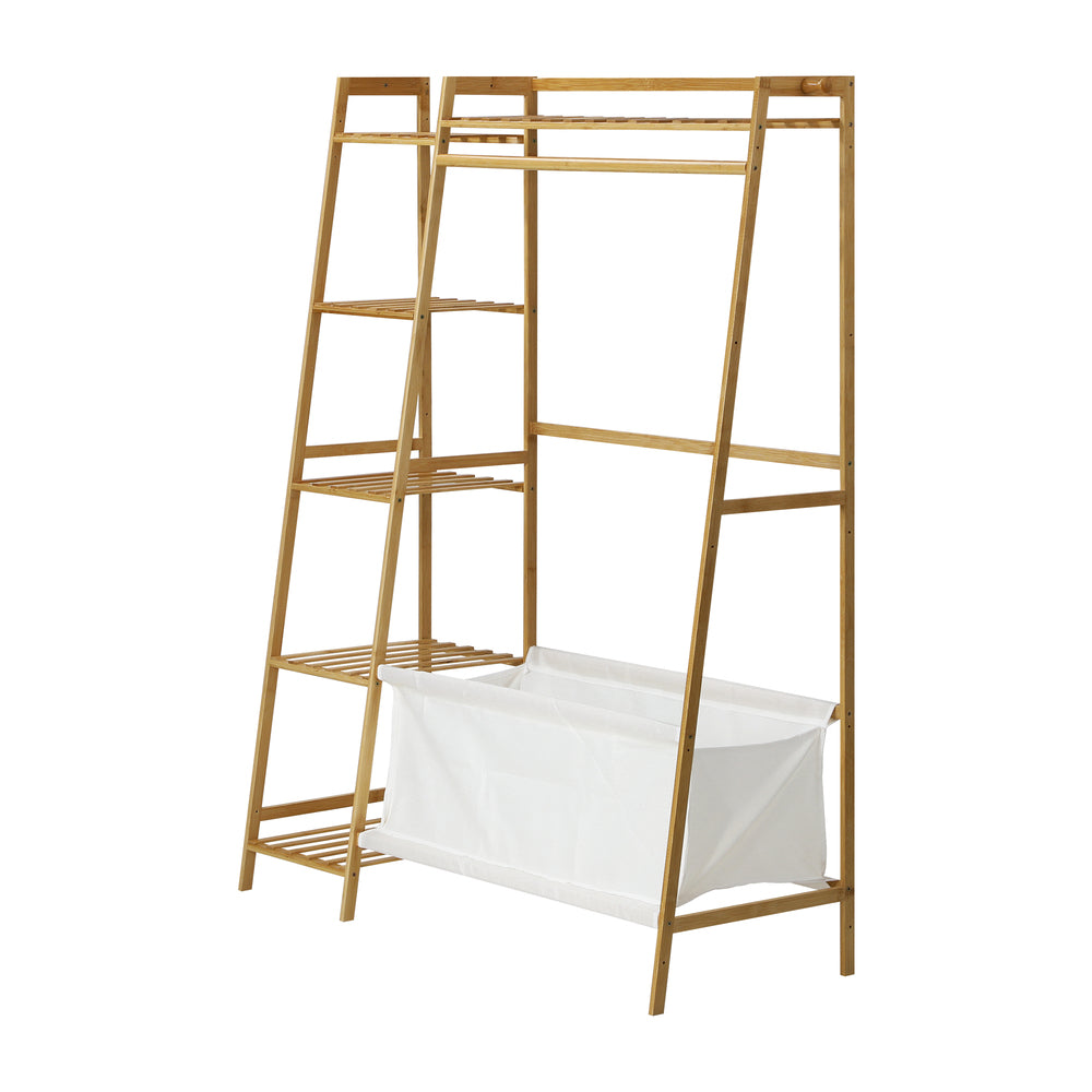 Oikiture Open Wardrobe Organiset with Hanging Rail and Laundry Bag Wardrobe Clothes Rack-Wardrobe-PEROZ Accessories