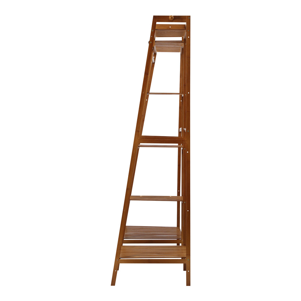 Oikiture Clothes Rack Open Wardrobe Hanging Rail Bamboo 9 Shelves-Wardrobe-PEROZ Accessories