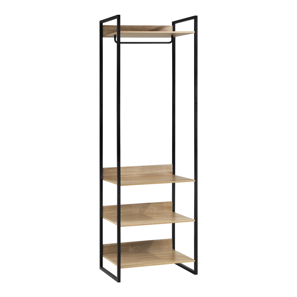 Oikiture Clothes Rack Open Wardrobe 4 shelves Hanging Rail Metal-Wardrobe-PEROZ Accessories