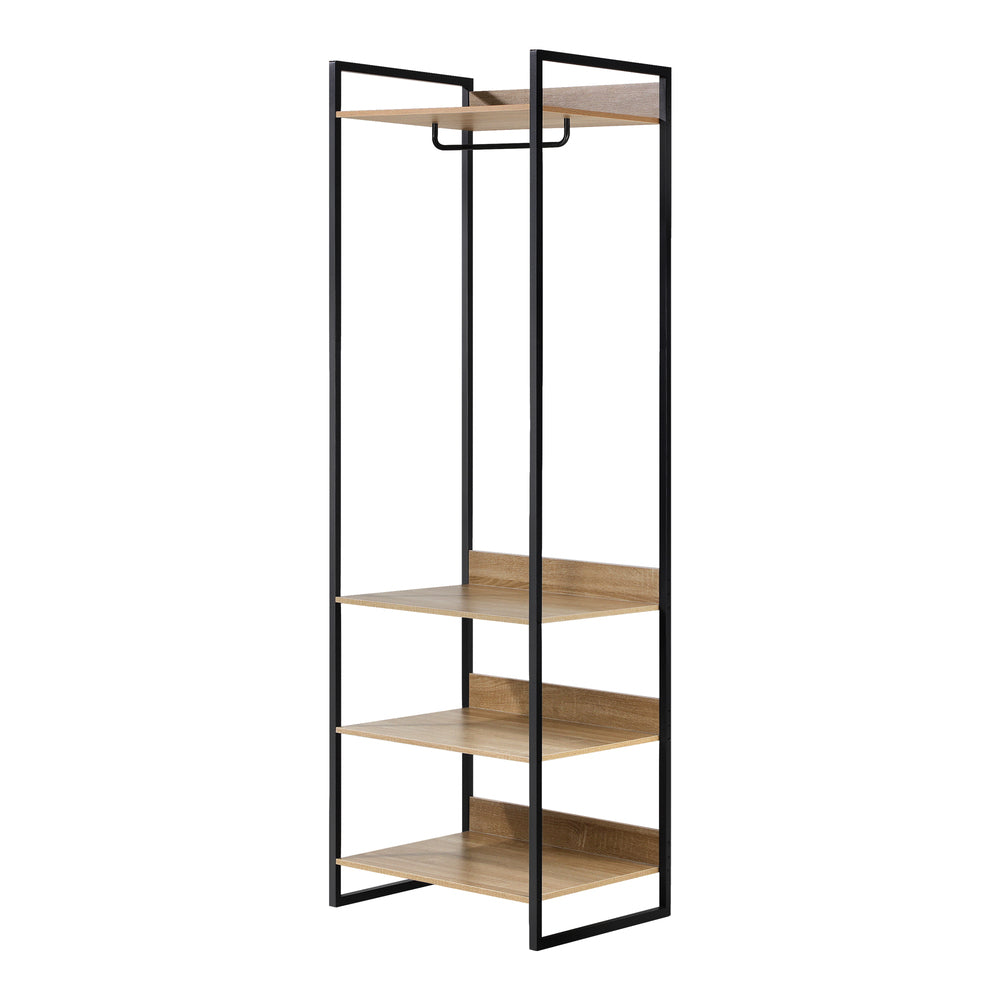 Oikiture Clothes Rack Open Wardrobe 4 shelves Hanging Rail Metal-Wardrobe-PEROZ Accessories