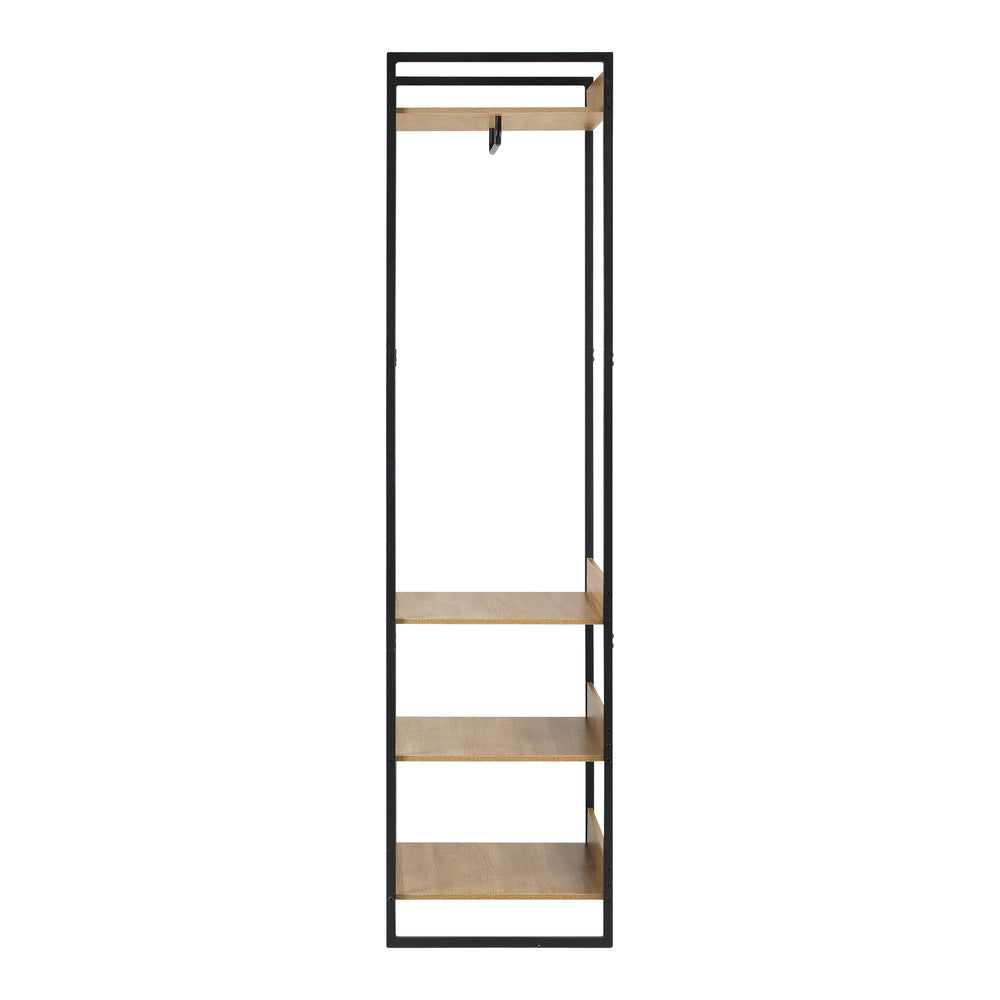 Oikiture Clothes Rack Open Wardrobe 4 shelves Hanging Rail Metal-Wardrobe-PEROZ Accessories